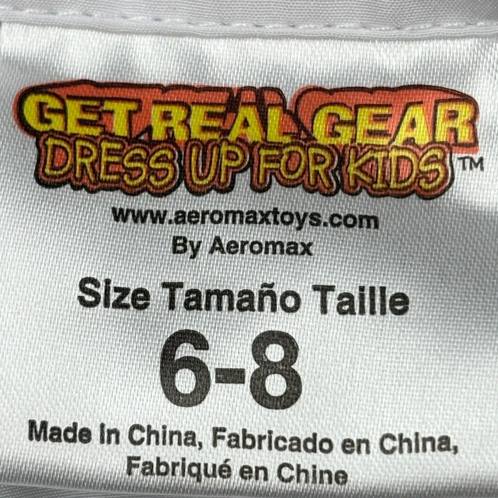 Aeromax Get Real Gear Kids Size 6-8 White NASA Jr Astronaut Flight Suit Costume